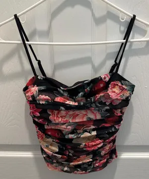 Express Floral Ruched Women's Top thumbnail 1