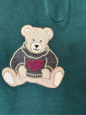 Vintage Fashion Bug Green Sweatshirt with Bear Embroidery 14/16 Grandmacore Top thumbnail 7