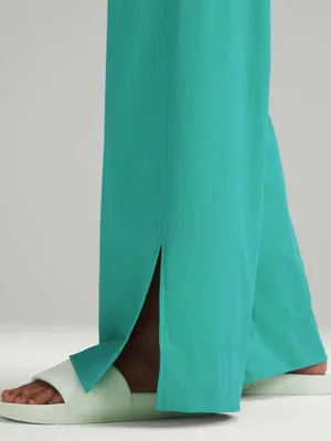 Lululemon Stretch Woven Wide Leg High Rise Pant Kelly Green XL Slit Hem thumbnail 5
