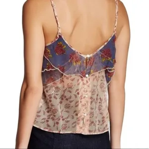 Free People ‘All Things Sheer’ Floral Camisole Tiered Tank Sheer Top Purple M thumbnail 2