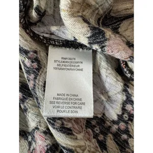 DR2 by Daniel Rainn Black Blouse Sz XL Multi Floral Metallic Gold Tie Front Boho thumbnail 11