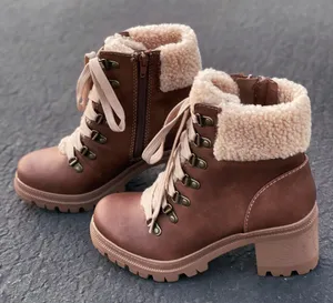 Coganic Sherpa lace Up Lug Sole Boot Brown Size 6 thumbnail 2