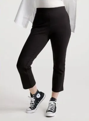 Quince Womens Ultra-Stretch Ponte Kick Flare Pants Pull On Black XS thumbnail 1
