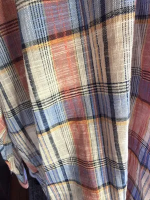 ee:some Oversized Mixed Plaid Button Up Blue Size L thumbnail 4