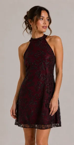 Altard State Maroon Lace Sleeveless Mini Dress Small Cottagecore Boho thumbnail 1