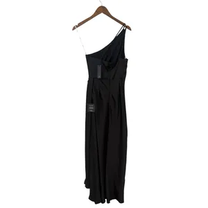 Lulus Dreaming of Elegance Black Satin One-Shoulder Maxi Dress size Small NWT thumbnail 5
