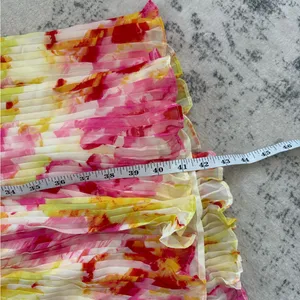 Lulus Nessa Yellow and Pink Abstract Plisse Tiered Midi Dress size XL NWT Beach thumbnail 8