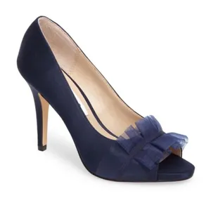 Nina raizel Navy Blue Sheer Ruffled pumps‎ Size 6M. B78 thumbnail 1