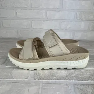 Vionic Renewal Recovery Slides Sandals Womens 9 Men 7.5 Beige 2-Strap Hook Loop thumbnail 6