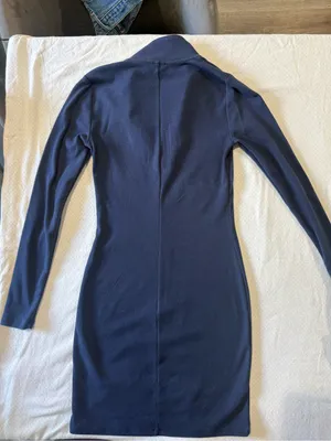 Sunday Best Navy Long-Sleeve Zip-Front Knit Dress thumbnail 5