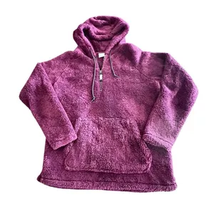 PINK - Victoria's Secret PINK Maroon Fuzzy Sherpa Pullover size M thumbnail 6