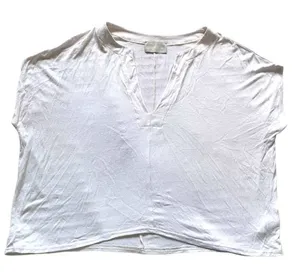 Modern Citizen Top Womens Large White Deep V-Neck Relaxed Minimalist MC21T209 thumbnail 1