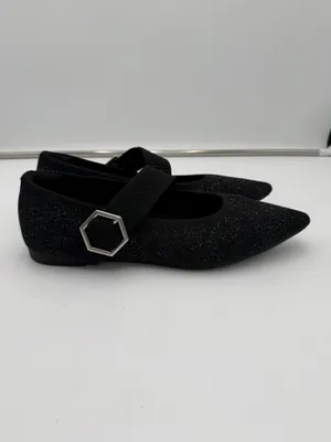 VIVAIA Black Shimmer Pointed Toe Mary Jane Flats Women’s Size 41.5 thumbnail 4