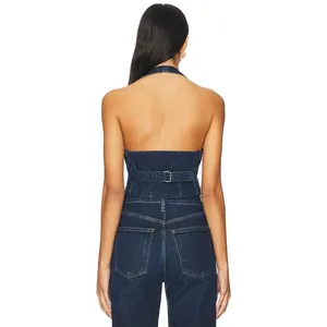 Good American Denim Halter Vest Indigo724 Size S NWT thumbnail 2