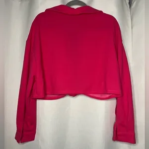 SHEIN EZwear Plus Hot Pink Flap Pocket Twist Hem Crop Blouse 2X thumbnail 2