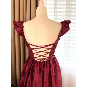 Lulus Poised Passion Wine Red Taffeta Pleated Ruffled Midi Dress thumbnail 8