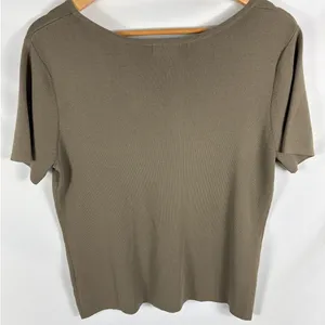 Multiples by Chicos Brown Knit Short Sleeve Top Size Large thumbnail 3