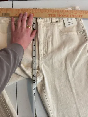 Madewell Relaxed Bootcut Jeans Cream White Canvas High Rise Comfort‎ Stretch 28 thumbnail 7
