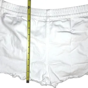 Aerie Pull On Elastic Waist Distressed Cut Off White Denim Shorts Medium 3 Inch thumbnail 7