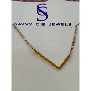 Savvy Cie Jewels 14K Gold Plated Initial Pendant Necklace with Gift Box thumbnail 3