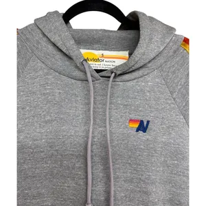 Aviator Nation Velvet Striped Pullover‎ Hoodie Gray Size Small thumbnail 3