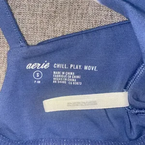 Aerie Offline Blue and White Tie Dye Longline Sports Bra thumbnail 6