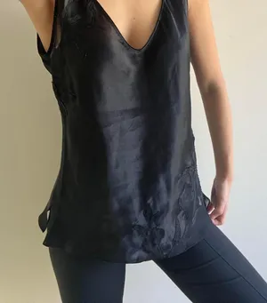 Oscar de la Renta Black Silk Vintage Tank Top thumbnail 4