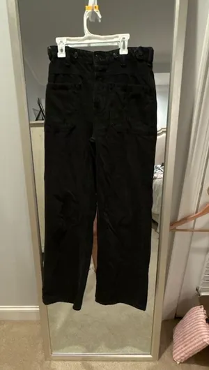 Free People Black High Rise Wide Leg Denim Trousers thumbnail 1