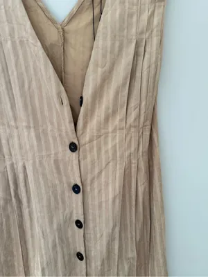 NWT Mustard Seed Brown Striped Button Front Maxi Dress Women’s Medium thumbnail 4