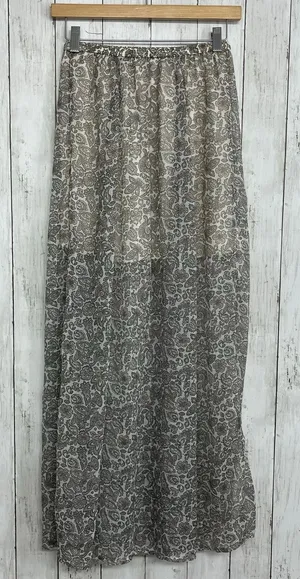 Hollister Paisley Maxi Skirt XS Cream Boho Coquette Fairycore Festival Flowy thumbnail 1