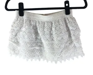 OndadeMar Womens White Lace Mini Skirt Size Small 100% Cotton Swim Cover thumbnail 1