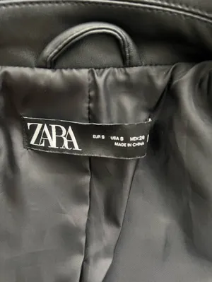 Zara Black Faux Leather Biker Jacket thumbnail 4