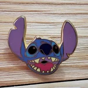 Disney Lilo & Stitch Enamel Pin Happy Laughing Face Emoji Open Mouth OS thumbnail 1