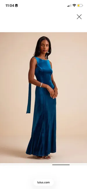 Lulus Liora Dark Teal Velvet Boat Neck Sash Maxi Dress thumbnail 4