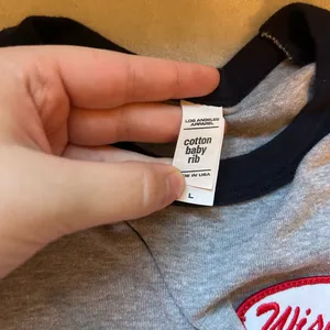 Los Angeles Apparel Wisconsin Grey and Navy Baby Tee thumbnail 5