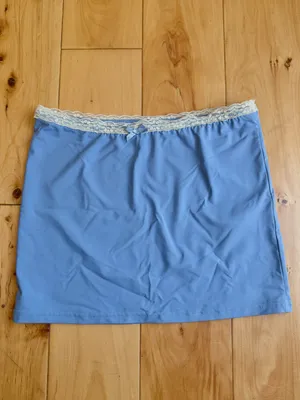 Edikted Sorely Light Blue Lace Detail Mini Skirt with Bow thumbnail 4