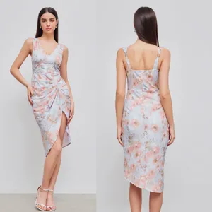 Cider Illusion Multicolor Floral‎ Ruched Midi Dress SMALL NWT Cocktail Party thumbnail 2