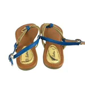 Victoria K Womens Sandals Thong Ankle Strap Faux Leather Blue Size 10 thumbnail 3
