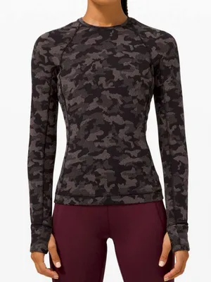 Lululemon Runderful Long Sleeve, Heritage Camo Jacquard Black Lunar Rock thumbnail 1
