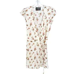 Reformation Devon Floral Wrap Mini Dress Women XS Cream Cottagecore Coquette thumbnail 4