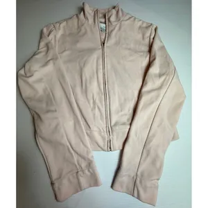 Nike Women's Full Zip Crop‎ Jacket Blush Pink Mock Neck Pullover Size Medium thumbnail 7
