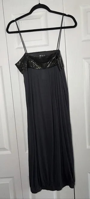 Dream Society Chainmail Trim Bubble Hem Dress Womens‎ Size S Black Y2K LBD thumbnail 1