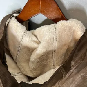 Burton women's brown fleece lined hooded jacket coat layering warm size large thumbnail 4