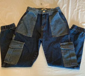 Adika Two-Tone Blue Denim Cargo Jumpsuit thumbnail 1
