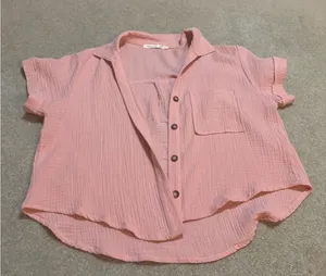 Altar'd State Pink Button-Up Women's Top thumbnail 1