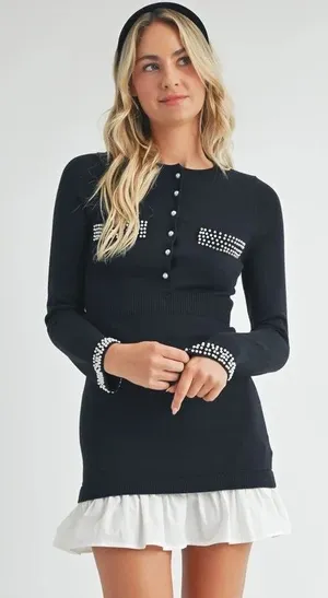 Pearl Sueter Dress Black Size L thumbnail 1