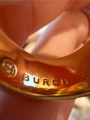 Tory Burch | Gold Plated & White Enamel Women's Logo Band Ring | Size 7 thumbnail 4