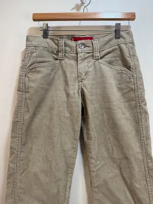 Vintage Y2K Low Slouch Corduroy's Low Rise Bootcut Flare Levi's Tan Beige Sz 0 thumbnail 4