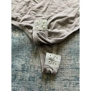 NWT! Essue Gray Deep V Spaghetti Strap Bodysuit Medium thumbnail 4