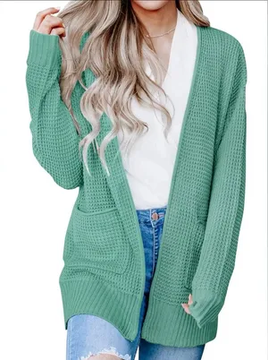 Elegant Green Women's Cardigan Sweater thumbnail 1